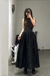 mame kurogouchi knitted traditional pattern and jacquard dress MM22SS DR029 black